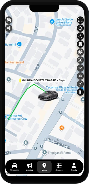 App Knox Track de Padilla GPS abierta en un teléfono, mostrando el mapa en vivo